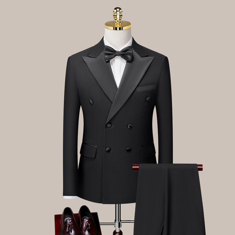 Sanheque Double-Breasted Groom Suit Set Men's Wedding Single-Breasted Business Slim Fit Wedding Officiant Suit Jacket