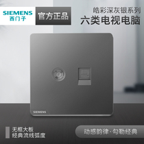 Siemens Computer TV Category 6 Network Socket Haocai Dark Gray Silver Type 86 Home Wall Whole House Package