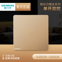 Siemens single-open dual-control switch panel Haocai Riyao Gold 86 type household wall concealed whole house package