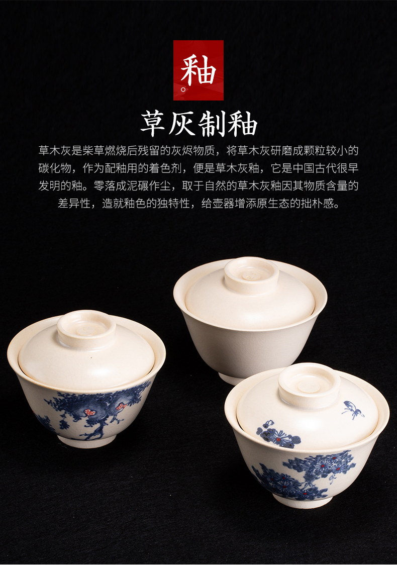 Tureen all hand bowl cups small tea set of household ceramic white porcelain teapot kung fu three bowls of individual