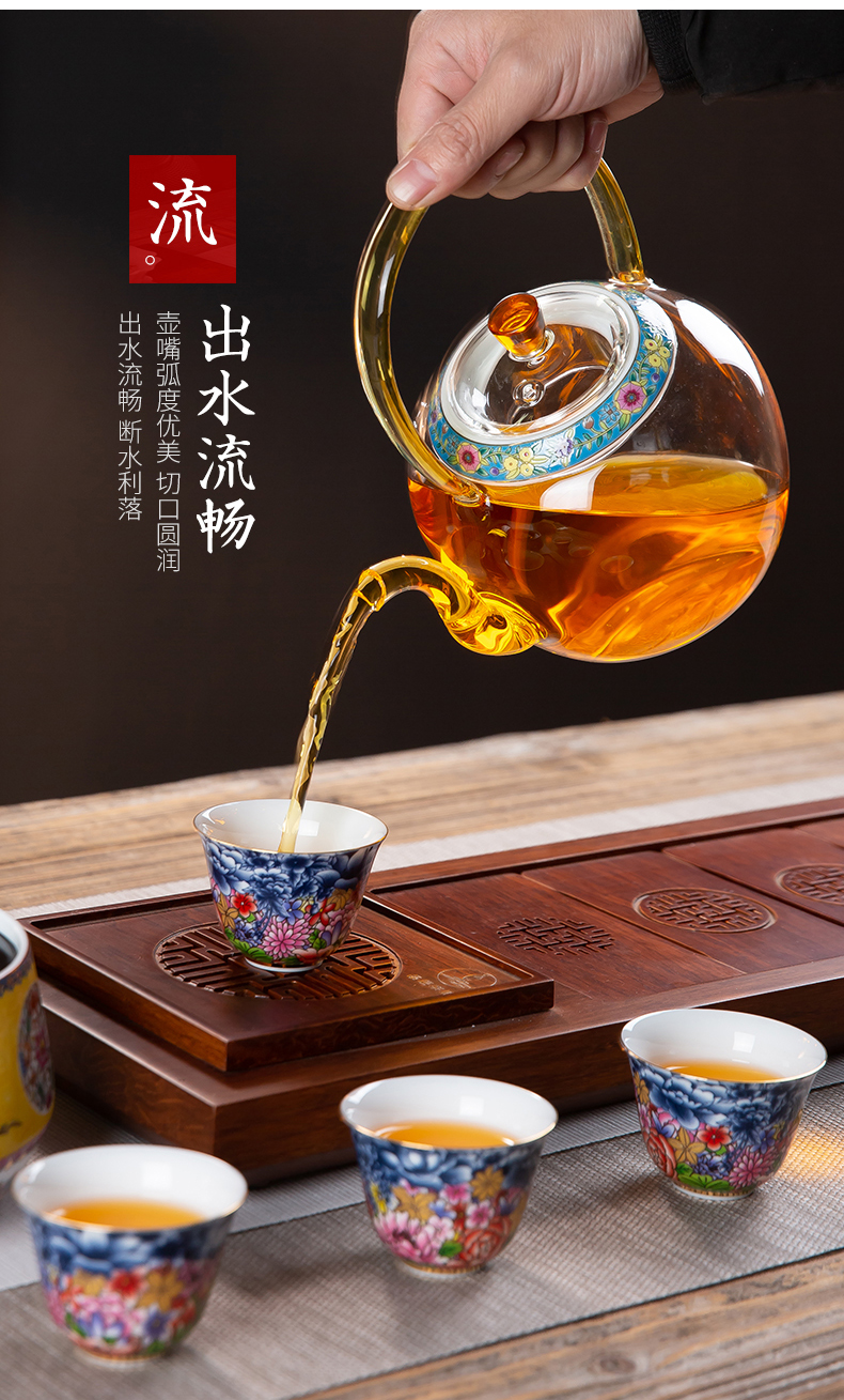 Enamel color TV TaoLu boiling tea ware glass teapot tea set teapot tea stove automatic kettle