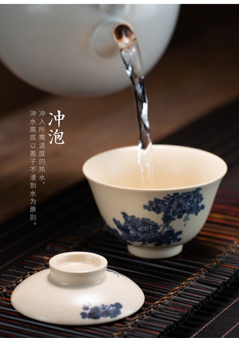 Tureen all hand bowl cups small tea set of household ceramic white porcelain teapot kung fu three bowls of individual