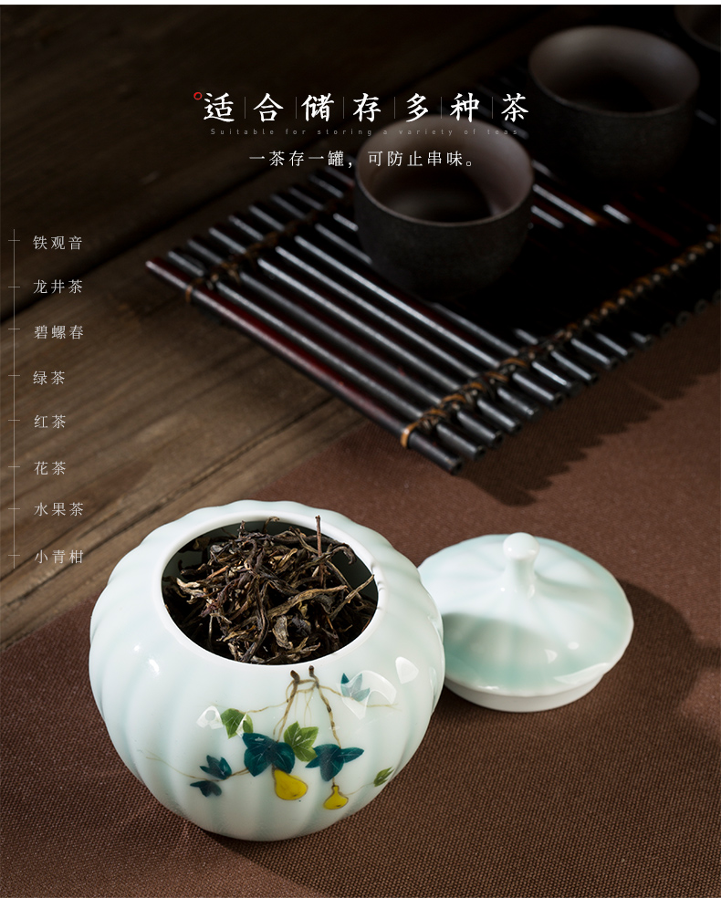 Caddy fixings warehouse sealed storage storage POTS jingdezhen hand - made ceramic tea pu - erh tea can travel tea boxes
