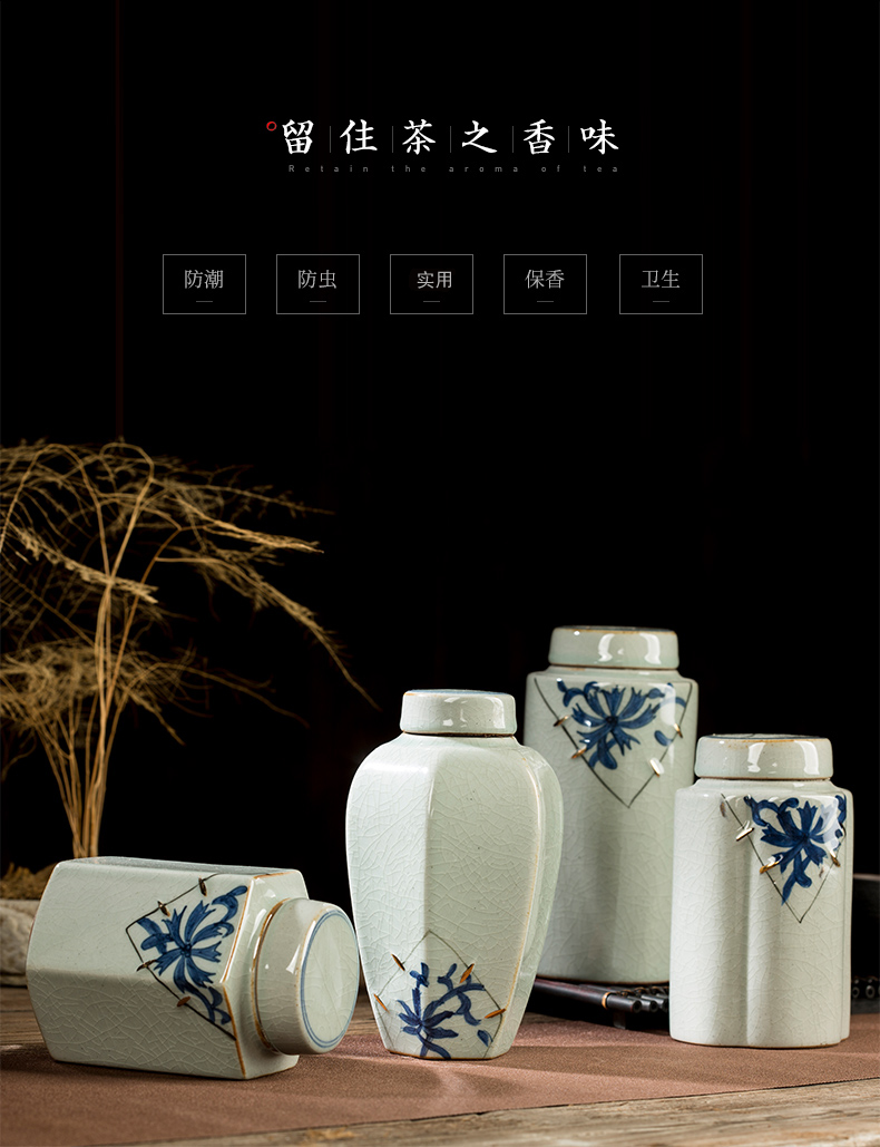 Caddy fixings warehouse sealed storage storage POTS jingdezhen hand - made ceramic tea pu - erh tea can travel tea boxes
