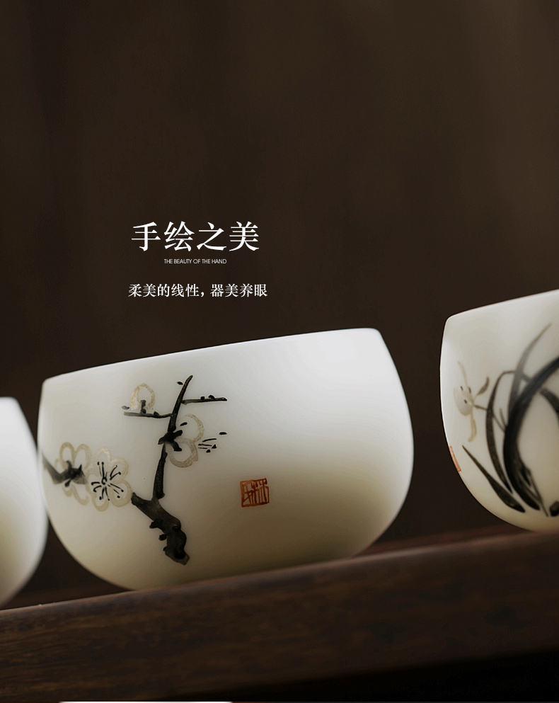 Dehua porcelain jade suet white porcelain ceramic lamp that upset people tea cup hand - made teacup sample tea cup masters cup