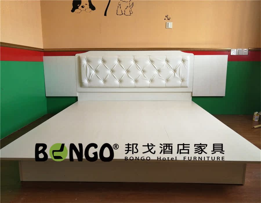 Fuzhou Business Fashion Nội thất khách sạn Toàn bộ Set Express Hotel Room Standard Room Soft Pack Bed 1.5 mét Double Tùy chỉnh - Nội thất khách sạn tủ tường đẹp