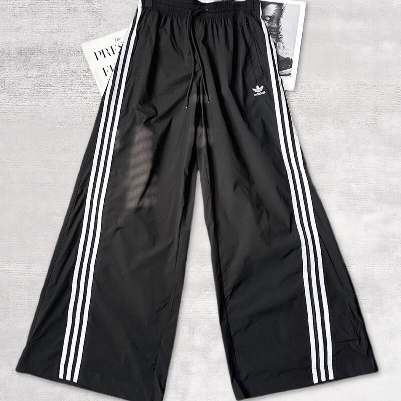 Adidas Originals Three-Stripe Loose Fit Retro Sports Knit Sweatpants Women Black Jj3359