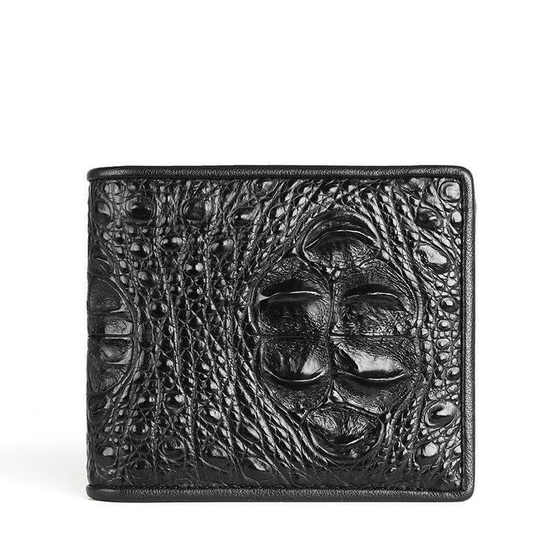 Crocodile Leather Wallet, Genuine Leather, Unisex, Black and Brown, Authentic Thai Product, 80% off Business Casual Fashion Trendy Short Wallet