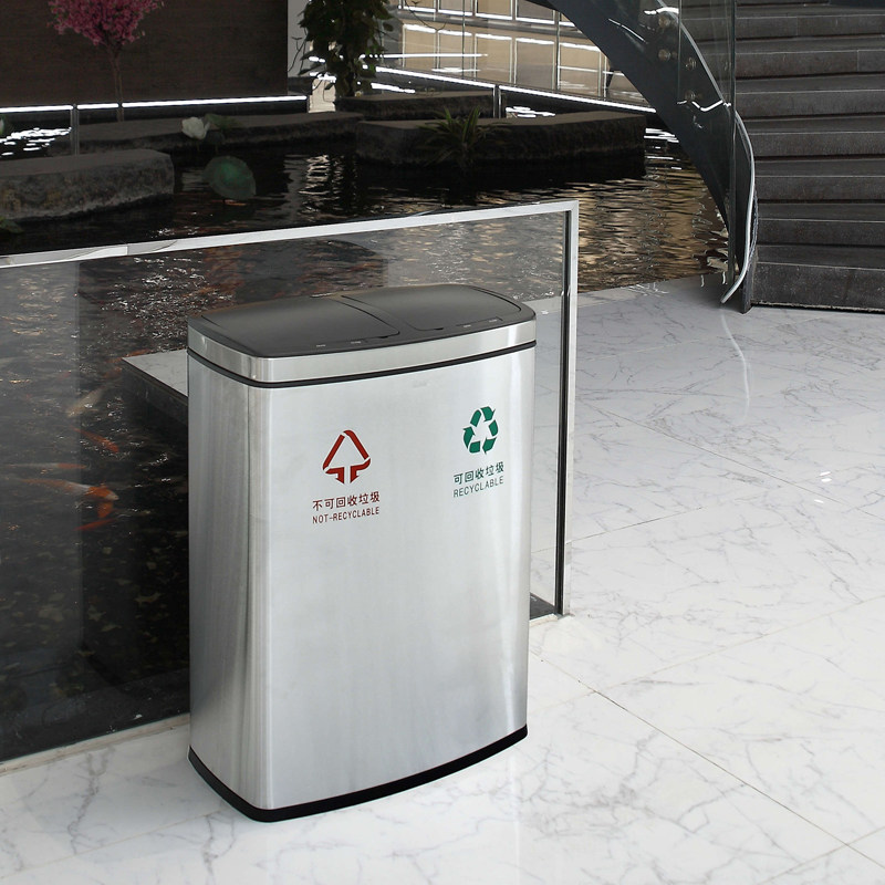 New GNF stainless steel intelligent induction classification trash can 60 liters large capacity shopping mall company hotel electric