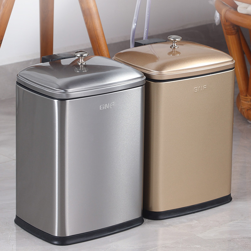 High-grade GNF square stainless steel 8 liters large-capacity double-layer filter kung fu tea dregs bucket storage home teahouse with cover