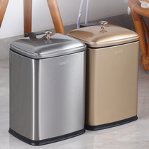 High-grade GNF square stainless steel 8 liters large-capacity double-layer filter kung fu tea dregs bucket storage home teahouse with cover