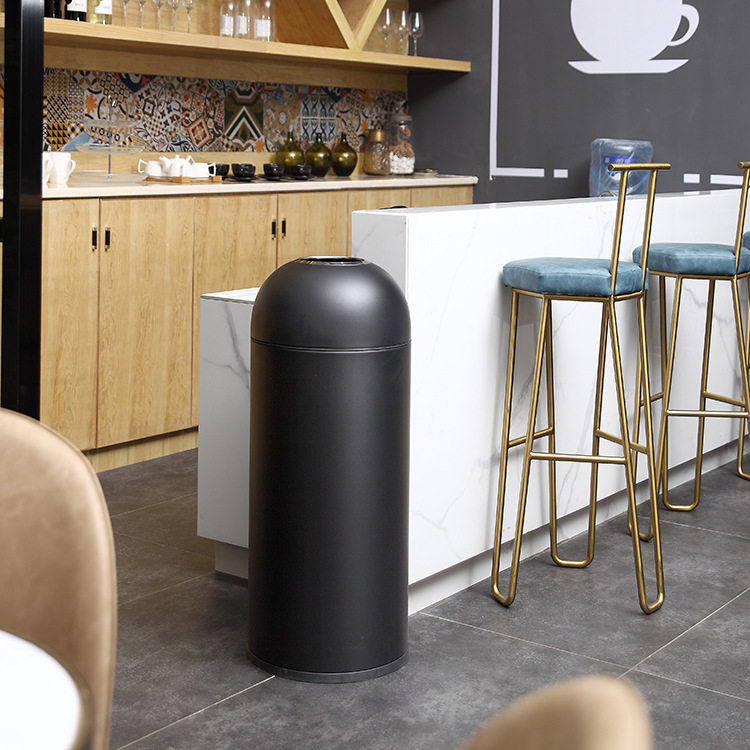 Southern Gnf Stainless Steel Trash Can 50 Liters Round Bullet-Shaped for Cafes and Milk Tea Shops, Direct Throw-In Without Lid