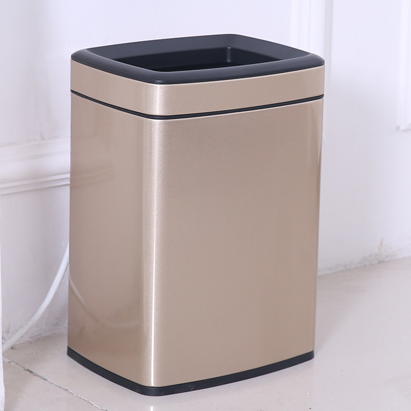New GNF stainless steel trash can square without cover 40L large capacity household 12L bedroom bathroom 6L trumpet