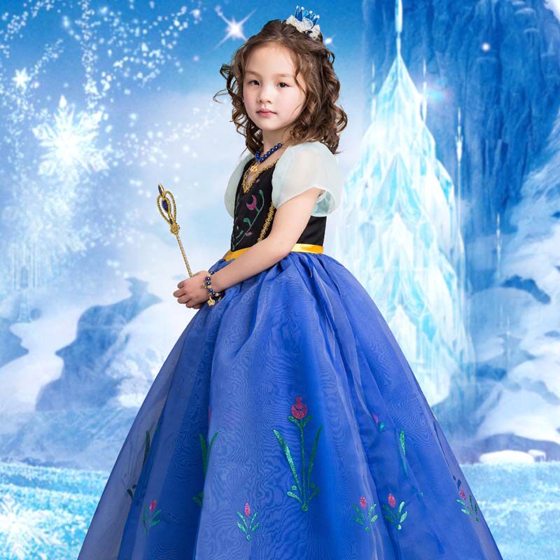 Ice Age Cilanana White Snow Princess Dresses Girl Fluffy Dress New Year Children's Festival Piano Performance Dress Dress