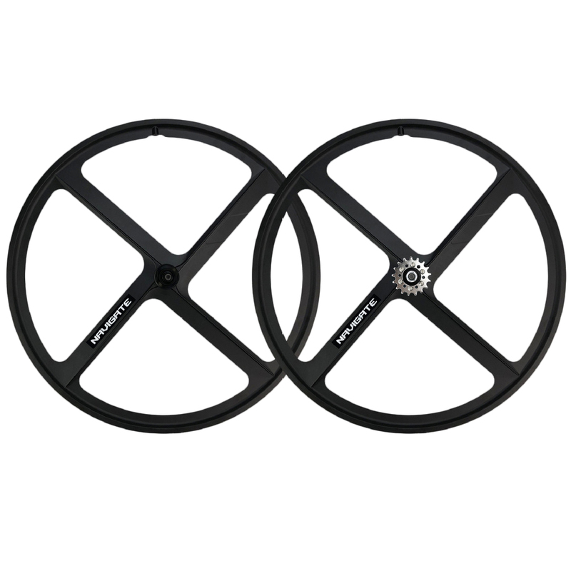 Road Bike Wheelset Fixed Gear Magnesium Alloy Integrated 4-Spoke Wheels 700C Track Bike Rim Brake Front and Rear Wheels Road Bike Wheelset Fixed Gear Magnesium Alloy Integrated 4-Spoke Wheels 700C Track Bike Rim Brake Front and Rear Wheels