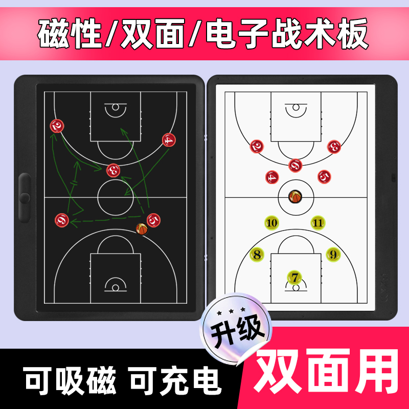 Bifacial Electronic Basketball Football Tactical Board Magnet Handwriting Professional Five-to-play Training Coach Teaching Supplies-Taobao