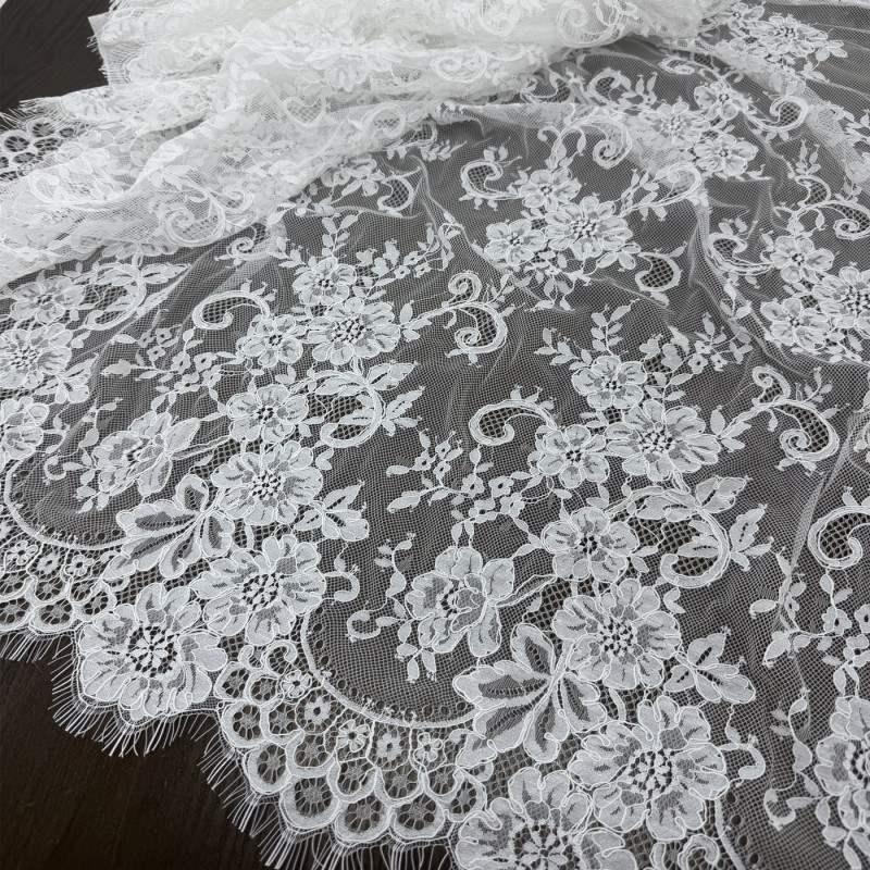 3m Long Eyelash Lace Trim Three-Dimensional Embroidery Transparent Mesh Fabric Wedding Dress Veil Lace Net 3m Long Eyelash Lace Trim Three-Dimensional Embroidery Transparent Mesh Fabric Wedding Dress Veil Lace Net