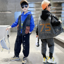 Childrens clothes boy Spring loaded cowboy suit 2022 New CUHK Tong Shuai Qi Chunqiu Boys street dance hip hop wind