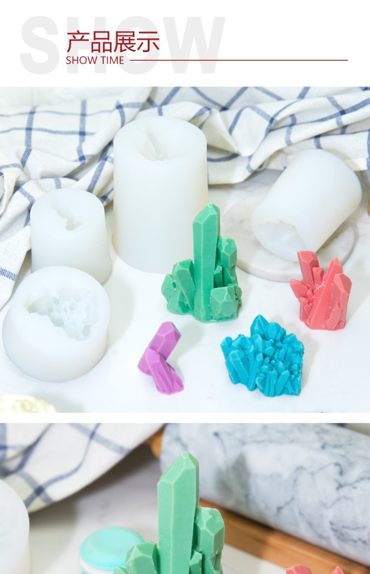 AiChef Coral Series Fondant Silicone Khuôn Kim cương Cột Pha lê Ice Snow Iceberg Bộ 4 dụng cụ làm bánh - Tự làm khuôn nướng khuôn làm nến