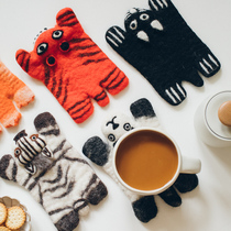 Tree Nepalese wool felt cup cushion home heat insulation cushion anti-slip cushion Cute Tiger Table Cushion High Temperature Resistant Dining Mat