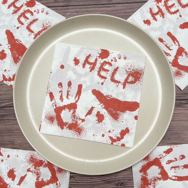 Halloween Party Paper Napkins with Red Handprints, Disposable Placemats, Double-Layer Printed Napkins, Wood Pulp Paper Halloween Party Paper Napkins with Red Handprints, Disposable Placemats, Double-Layer Printed Napkins, Wood Pulp Paper