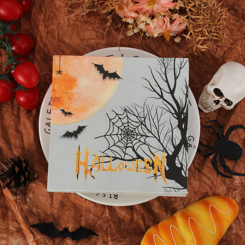 Pomparty Halloween Napkins 2-Ply 20 Sheets Bat Spider Web Themed Decorative Cup Flower Paper Napkins Pomparty Halloween Napkins 2-Ply 20 Sheets Bat Spider Web Themed Decorative Cup Flower Paper Napkins