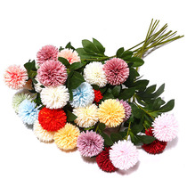 New simulation hydrangea three-headed ball chrysanthemum Dandelion Wedding home flower arrangement onion ball floral accessories Wedding plant flowers