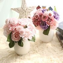 Fake flower simulation Dahlia rose ball Chrysanthemum bouquet decoration flower table flower simulation flower living room table decoration