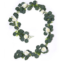 New Crypto simulation plant Eucalyptus Flower Rattan Round leaf Eucalyptus Leaf Ivy Vine Home Wedding Decoration