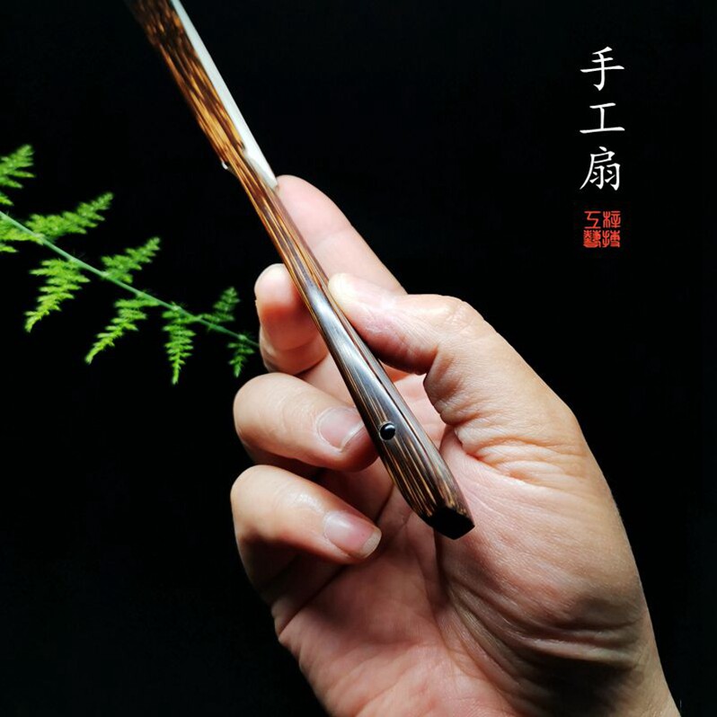Zhejiang Famous Famous Wu Yang Brown Bamboo Folding Fan Hand-made Fan Bone Rice Paper Suo Fan Noodles Chinese Wind and Men and Men Fan Playing Fan
