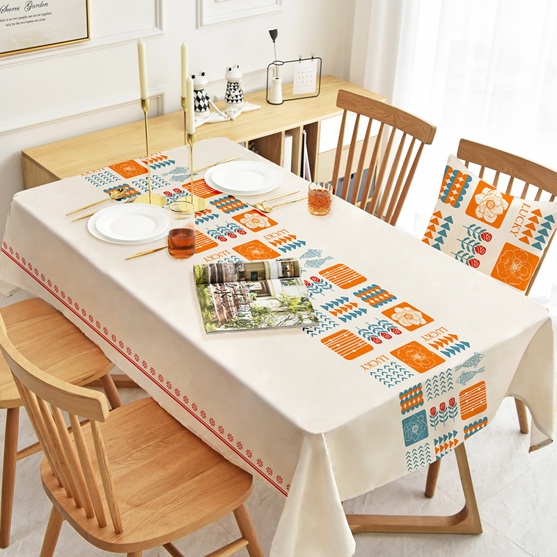 Odorless TPU dining table tablecloth waterproof and oil-proof disposable rectangular fabric coffee table pad tablecloth desk ins wind student