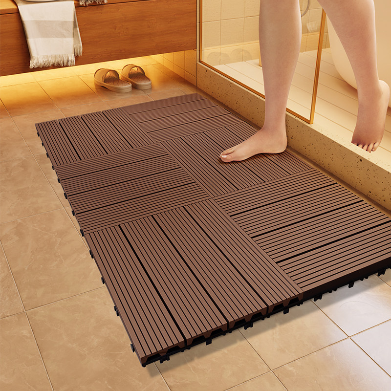 Outdoor Plastic Wood Floor Shower Terrace Outdoor eco-embalming wood toilet bathroom Anti-slip Full laid splicing ground mat-Taobao