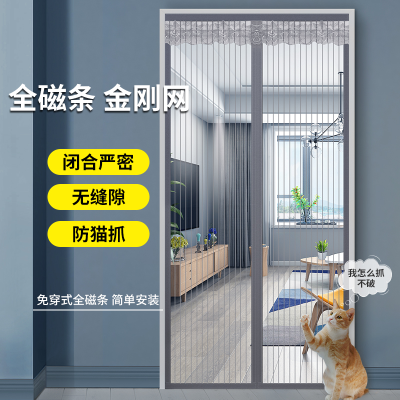 The whole magnetic stripe anti-mosquito door curtain full magnetic stripe summer home anti-fly screen window screen door curtain magnetic absorption magnetic absorption free of punching
