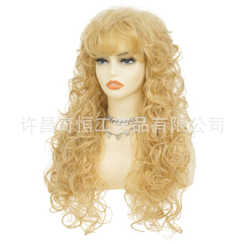 Xuchang Wig 80S European and American Celebrity Golden Layered Curly Wig Halloween Cosplay Wig Synthetic Fiber Headgear Xuchang Wig 80S European and American Celebrity Golden Layered Curly Wig Halloween Cosplay Wig Synthetic Fiber Headgear