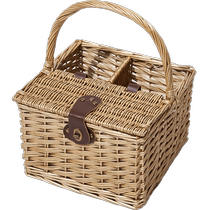 Mu Gaodis exquisite camping portable wicker storage basket outing vine woven food picnic basket with lid