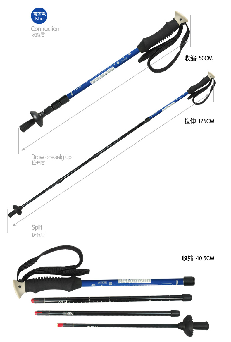 Robinson Resolute Trekking Tail 70% Carbon Ultralight Bốn phần Siêu ngắn Đi bộ di động Đi bộ ngoài trời Gậy đi bộ Canes đi bộ gậy leo núi đa năng