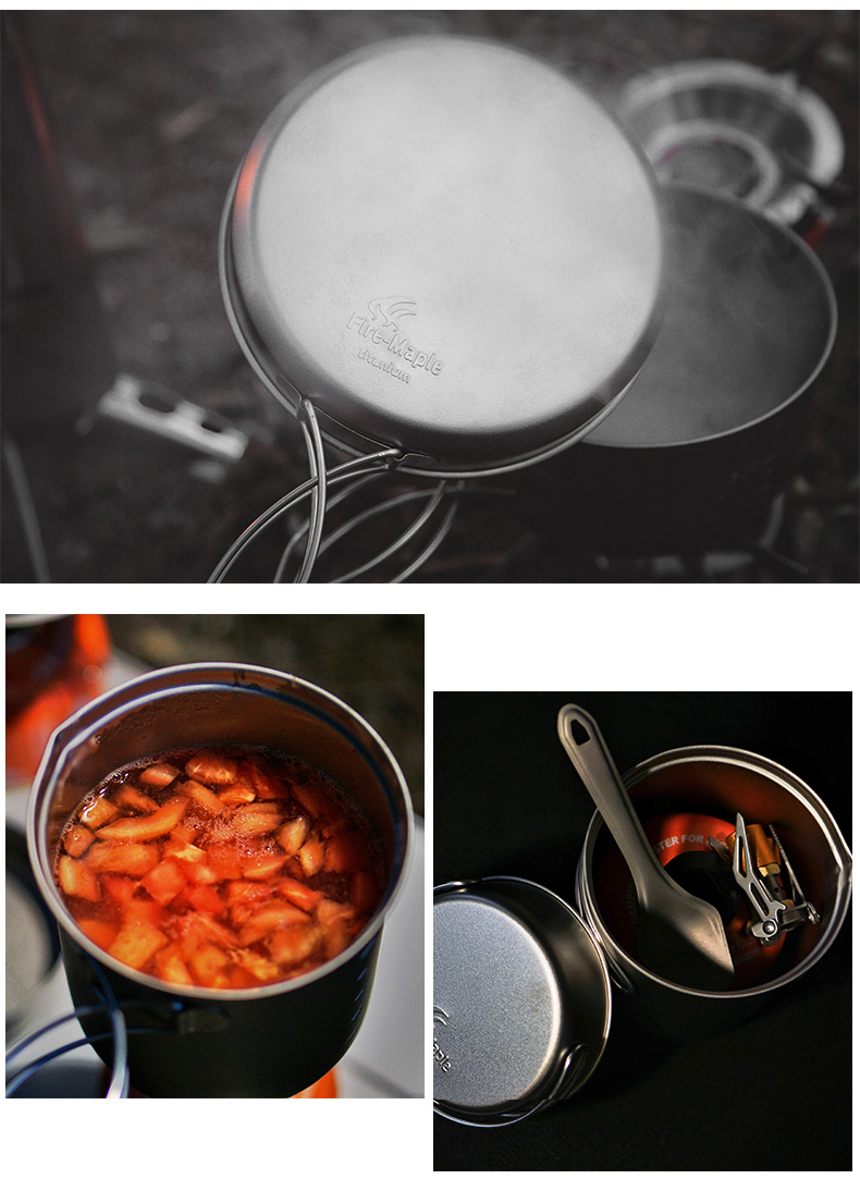 Fire Maple Snow Titanium Series 12345 Titanium Pot Ultra Light Cắm trại ngoài trời 3-4 người Bộ dụng cụ nấu ăn ngoài trời - Bếp lò / bộ đồ ăn / đồ nướng dã ngoại bếp ga nhỏ