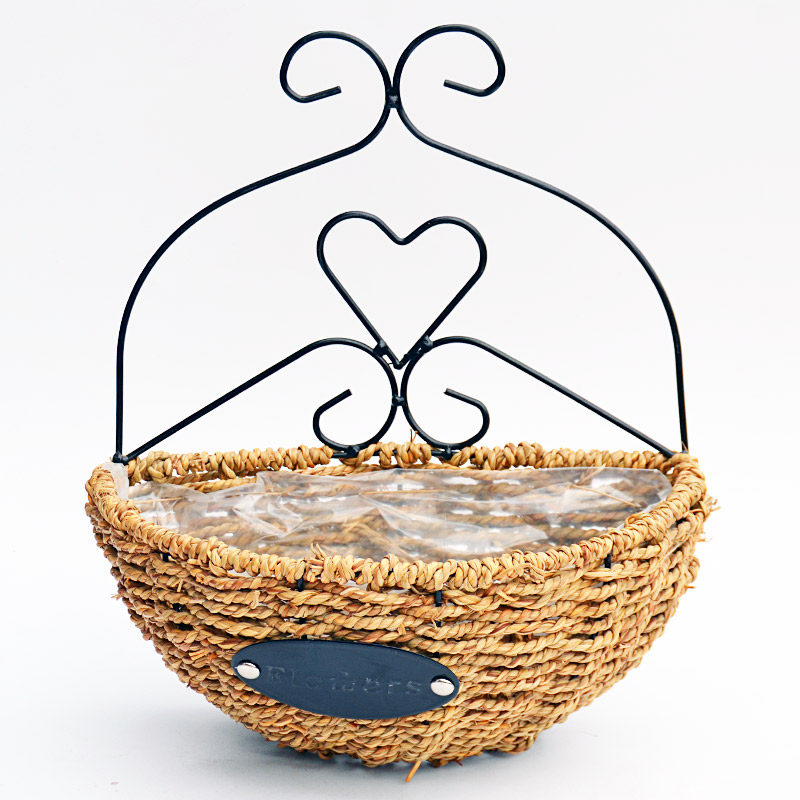 Summer Summer Flower Shop *S2 * Flower Basket Art * Grass choreography with flower pots handicraft basin iron frame eco-friendly wall-mounted Nordic wind