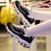 Giày nữ Skechers giày panda giày sọc ca rô cổ điển giày thường giày cũ 13090-BKW - Dép / giày thường