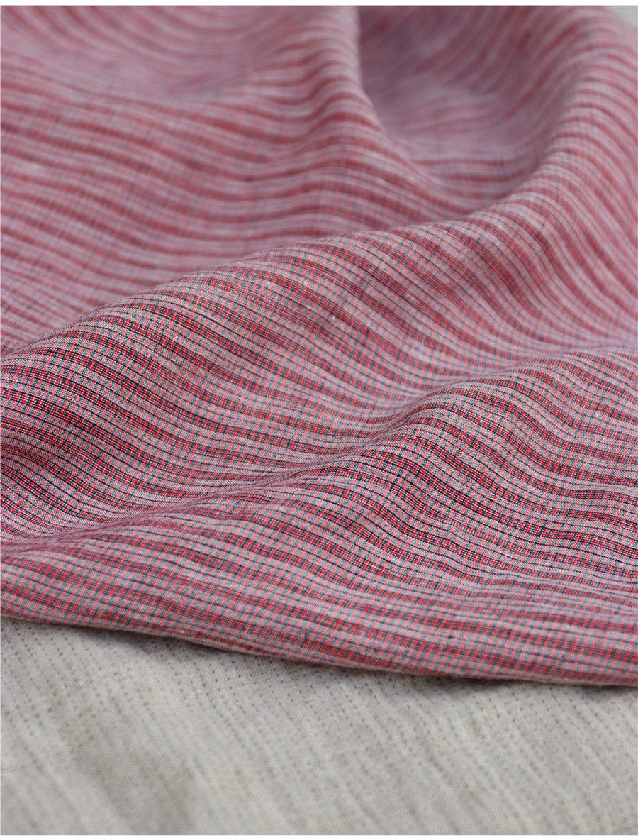 Brand Order Fabric Summer Style Linen Color Weave Small Plaid Collision Color Fabric Foreign Dress Fabric