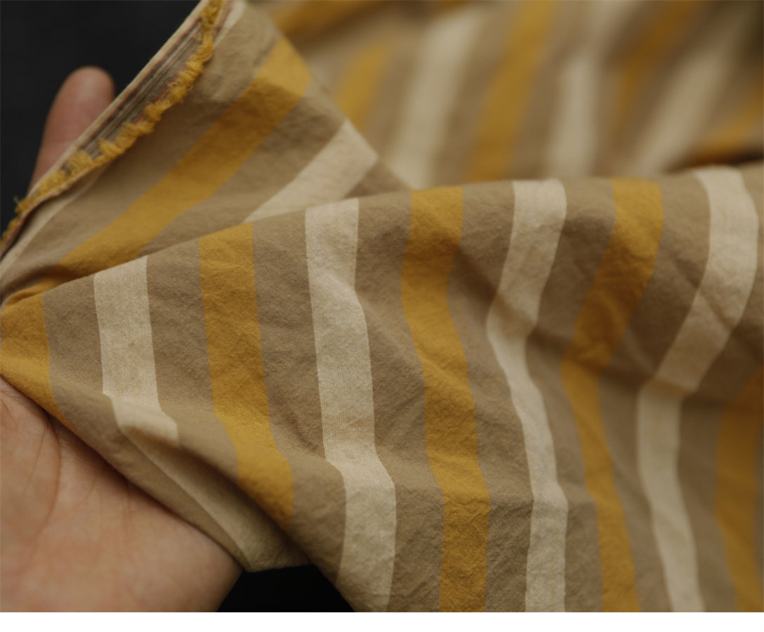 Original Brand Order Fabric Yellow Rice Striped Pure Cotton Mill Wash High Woven Cotton Fabric Material