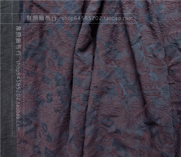 Brand order surplus fabric Cotton linen Purple jacquard texture Washed fabric Cheongsam dress top cloth