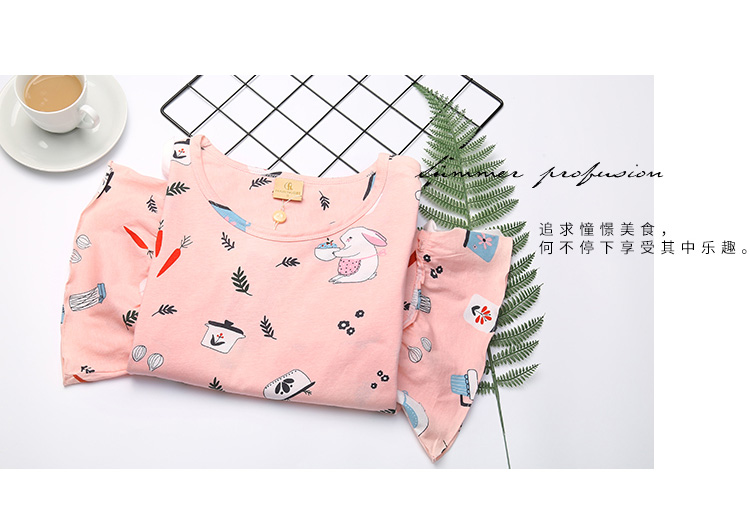Fen Teng mới ngắn tay váy ngủ nữ mùa hè cotton bộ đồ ngủ Hàn Quốc dễ thương váy tươi cotton phục vụ nhà váy lanh mặc hè