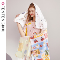 Fenten summer short sleeve nightgown women loose cute long nightgown Women large size cotton thin home clothes