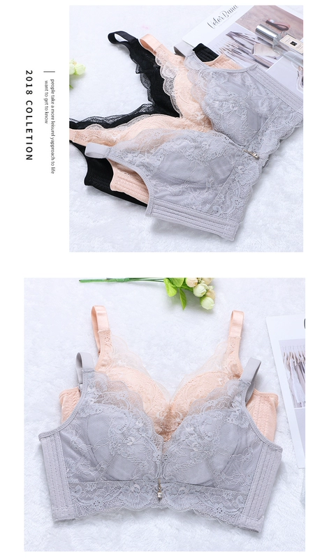 Fenton Thin Bra Women No-Rim Mùa hè Ren Kích thước lớn Gather Bra Bra Đồ lót nữ nhỏ - Áo ngực không dây