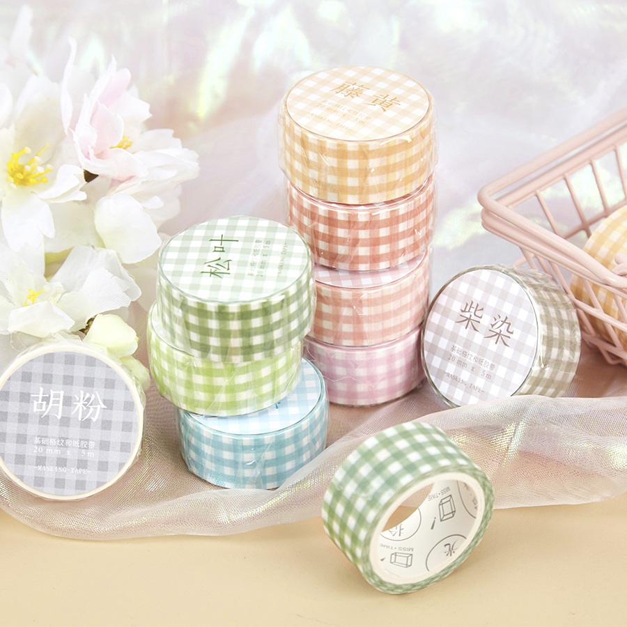 ten light base grain and paper adhesive tape whole roll small fresh field garden wind grid handbill decoration collage material