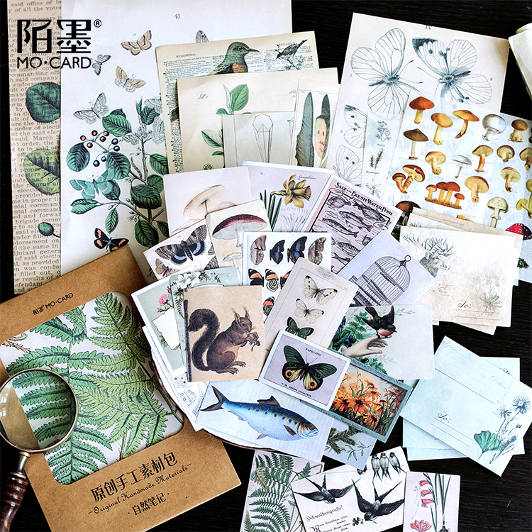 Stranger original manual material package and paper stickers Retro Natural Plant DIY handbook decoration background sticker