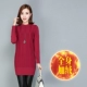 Cộng với áo len nhung nữ ren nửa cao cổ dày áo len chạm đáy phiên bản Hàn Quốc áo dài hoang dã ấm áp