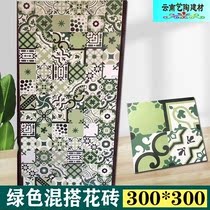 American country green small tiles 300 Mediterranean idyllic restaurant kitchen background wall tiles parquet floor tiles
