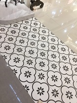 Nordic art black and white characteristic flower brick restaurant kitchen toilet tile non-slip floor tile 300 small flower brick newspaper
